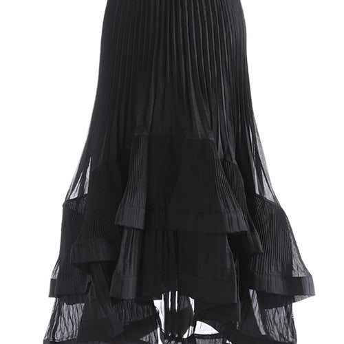 Load image into Gallery viewer, High Elastic Waist Red Pleated Irregular Ruffles Elegant Half-body Skirt Women Fashion Tide New Spring Autumn 2025 1DJ0171
