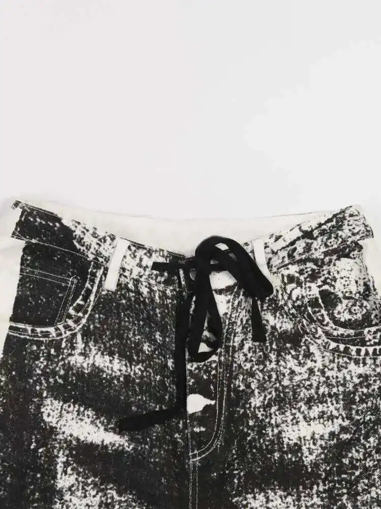 Black Color-block Long Denim Wide Leg Jeans High Waist New Loose Women Trousers Fashion Tide Spring Autumn 2025 1DF389901