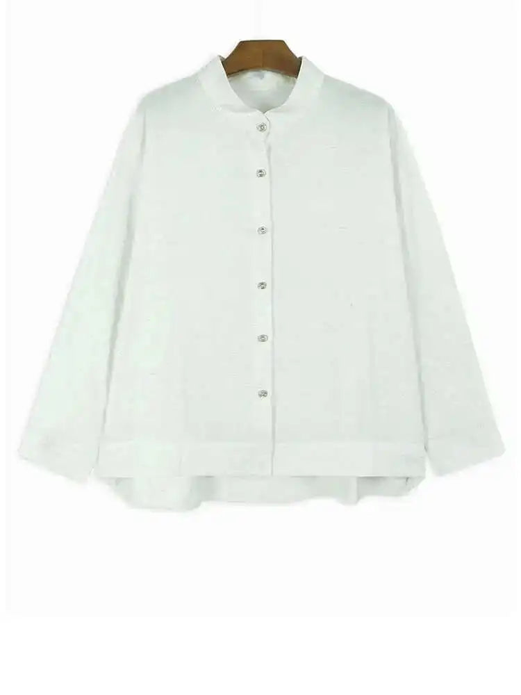 Women Apricot Big Size Elegant PlainBlouse New Stand Collar Long Sleeve Shirt Fashion Tide Spring Autumn 2025 1DH7173