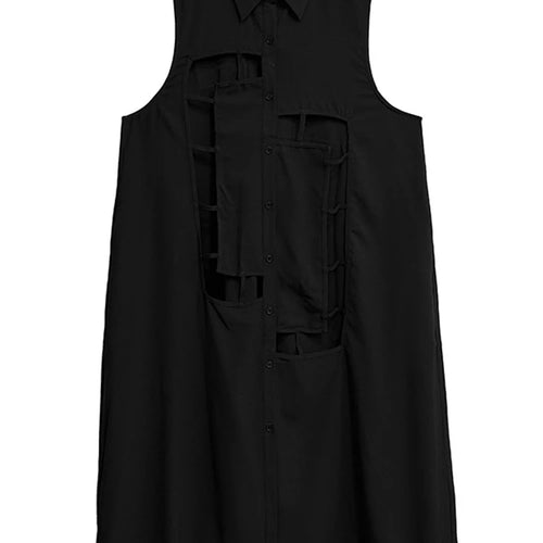 Load image into Gallery viewer, Women Army Green Hollow Out Big Size Midi Casual Dress New Lapel Sleeveless Fashion Tide Spring Summer 2025 1DH9512
