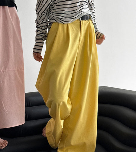High Elastic Waist White Brief Pleated Long Wide Leg Pants New Trousers Women Fashion Tide Spring Autumn 2025 1DJ1517