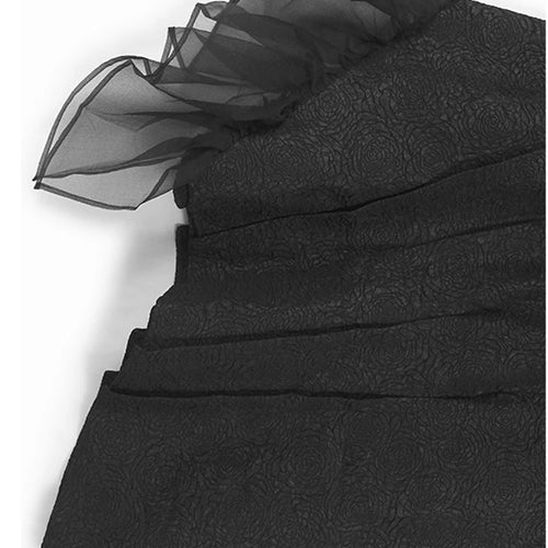 Load image into Gallery viewer, Women Black Three-dimensional Flower Big Size Midi Dress New Round Neck Half Sleeve Fashion Spring Autumn 2025  1DJ1104
