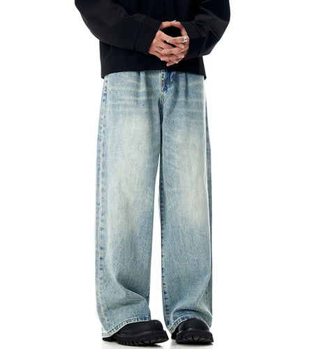 Men's Jeans American Solid Color Style High Street Trendy Straight Leg Casual Loose Male Denim Pants Spring 2025 9W1380