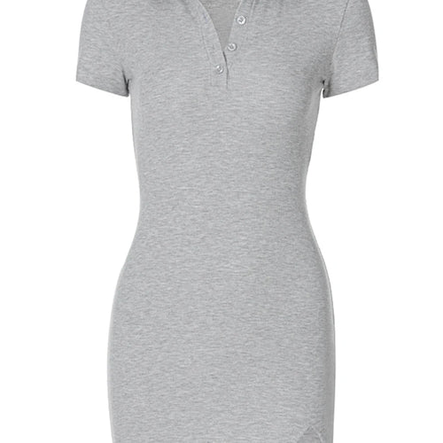 Load image into Gallery viewer, Short Sleeve Slit Sexy Mini Dress Summer Women Fashion Streetwear Outfits Cute Solid Y2K Party Clothing
