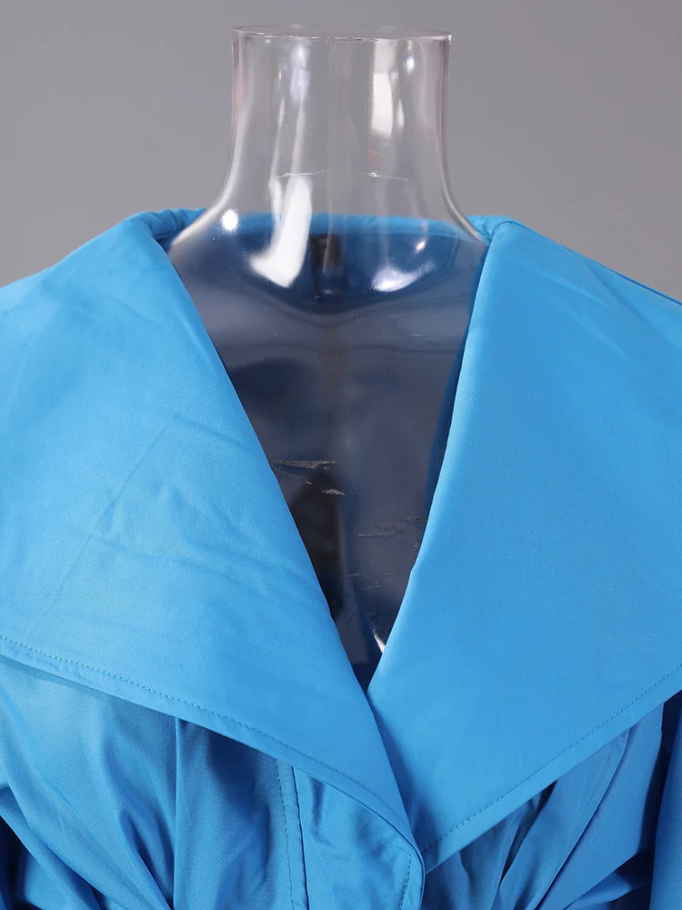 Women Black Irregular Shirt Dress New Lapel Lartern Long Sleeve Belt Waist Loose Fashion Tide Spring Autumn 2025 1DH2257