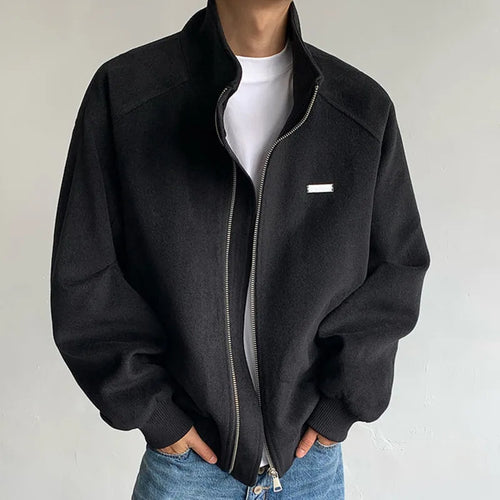 Load image into Gallery viewer, Korean Style Men&#39;s Jackets Loose Thickened Stand Collar Woolen Tops Cotton Solid Color Casual Male Coats Winter Chic 9C8929
