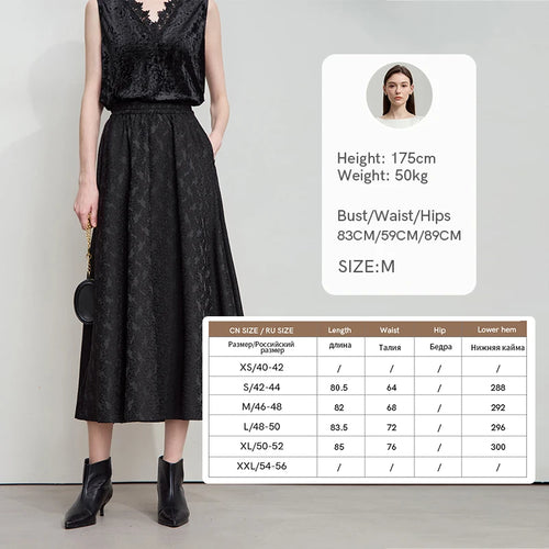 Load image into Gallery viewer, Minimalism 2025 Autumn Black A-line Women Skirt Luxury Style Lace Elegant Elastic Waistband Offcial Lady Skirts 12523037
