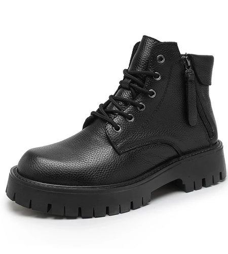 Fashion Casual Ankle Boots Outdoor Comfortable Business Working Black Genuine Leather Military Army Boots