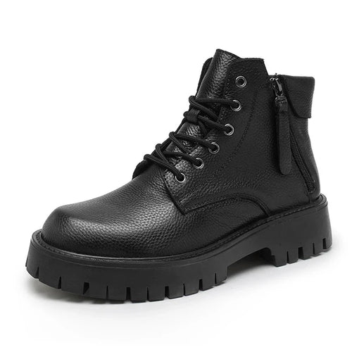 Load image into Gallery viewer, Fashion Casual Ankle Boots Outdoor Comfortable Business Working Black Genuine Leather Military Army Boots
