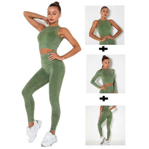 Load image into Gallery viewer, 1/2/3 Pieces Gym Set Women Fitness Bra Active Wear Long Sleeve Crop Top Sports Leggings Yoga Sets Womens Outfits Workout Clothes
