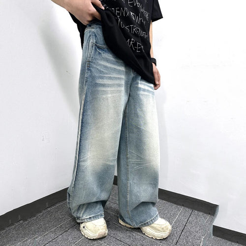 Load image into Gallery viewer, Men's Jeans Summer New American Style High Street Curved Knife Pleated Design Loose Denim Pants Male Trousers 9W1744
