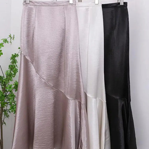 Load image into Gallery viewer, Spring Summer Black White High Waist Ruffles Pleated Skirt Women Clothes French Vintage Purple Elegant Vacation Party Long Skirt
