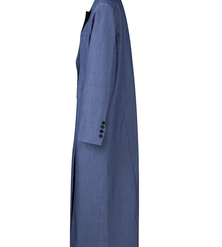 Women Blue Khaki Brief Long Big Size Elegant Blazer New Lapel Long Sleeve Jacket Fashion Tide Spring Autumn 2025 1LD2085