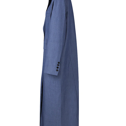 Load image into Gallery viewer, Women Blue Khaki Brief Long Big Size Elegant Blazer New Lapel Long Sleeve Jacket Fashion Tide Spring Autumn 2025 1LD2085
