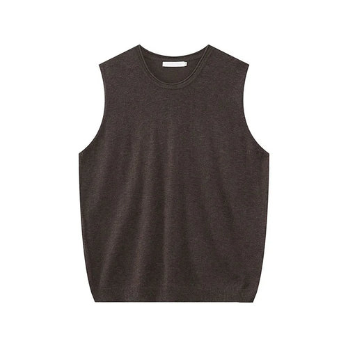 Load image into Gallery viewer, Men&#39;s Vest New Summer Korean Round Neck Design Solid Color Loose Sleeveless T-shirt Knitted Casual Male Top Trend 9W1592

