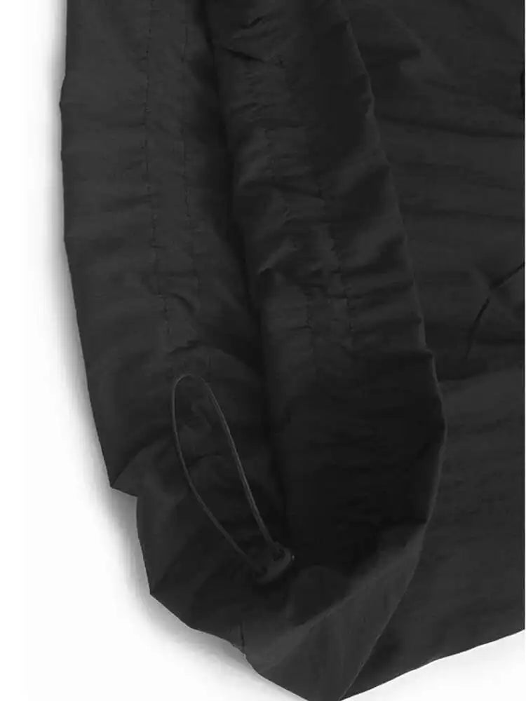 Women Black Pockets Drawstring Big Size Vest Dress New Round Neck Sleeveless Fashion Tide Spring Summer 2025 1DJ0658