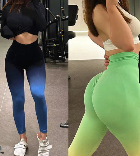 Seamless Push Up Sports Fitness Jogging Yoga Pants Women Gradient High Waist Gym Workout Scrunch Butt Running Avtive Leggings