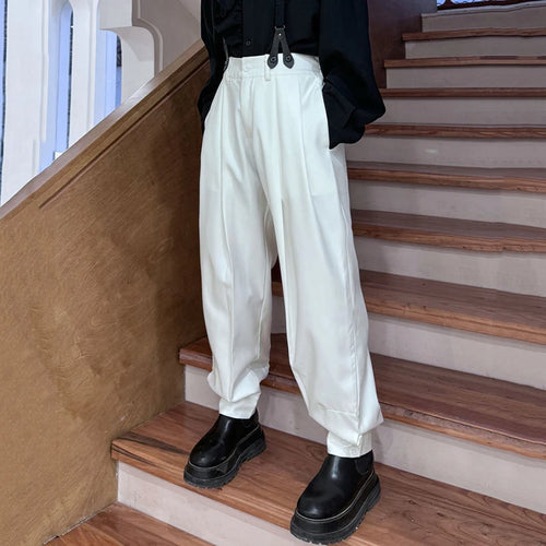 Load image into Gallery viewer, Pleated Men&#39;s Suit Pants Korean Fashion Solid Color Pockets Button Male Ankle Banded Trousers Personality Trendy 9C4560
