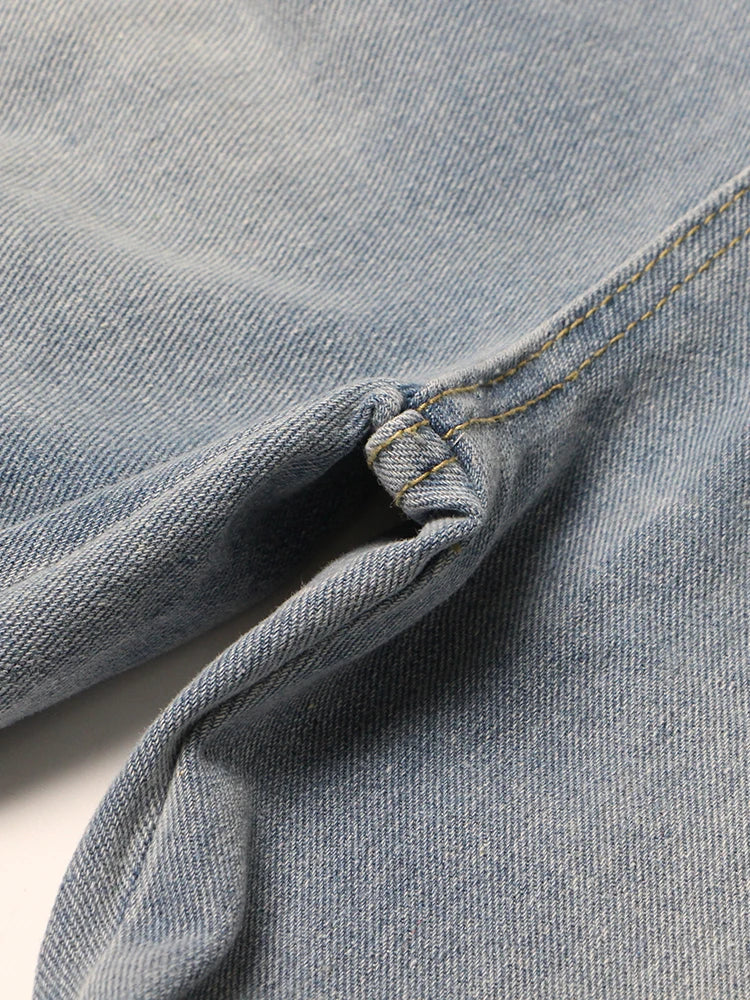Spliced Pockets Minimalist Denim Wide Leg Pants For Women High Waist Patchwork Button Loose Casual Jeans Female New