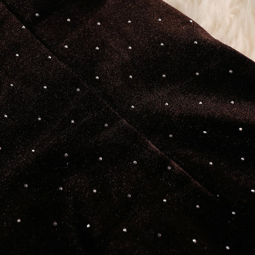 Load image into Gallery viewer, Vintage Black Velvet Diamonds Mermaid Skirt Autumn Winter Women&#39;s Brown Elastic High Waist Party Wrap Hip Long Skirts Female New
