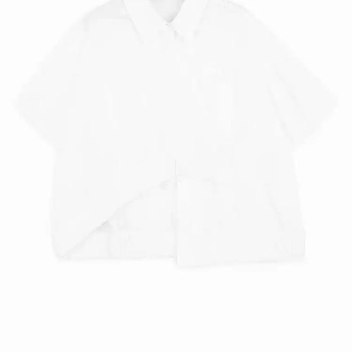 Load image into Gallery viewer, Women Black Irregular Pleated Big Size Casual Blouse New Lapel Short Sleeve Shirt Fashion Tide Spring Summer 2025 1DJ0132
