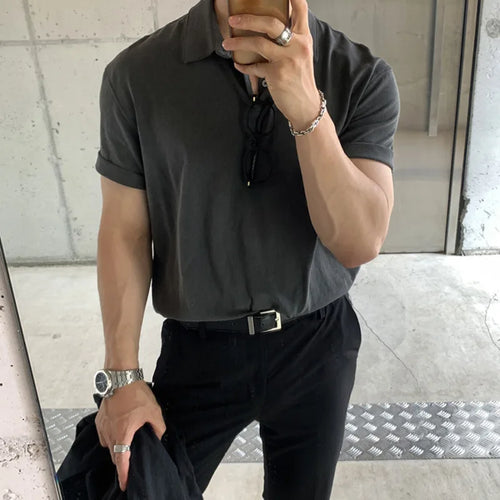 Load image into Gallery viewer, Solid Color Men's Tees Korean Style Short Sleeved Button Design Casual Menswear Loose Pullover Male T-shirts Trendy 9W1196
