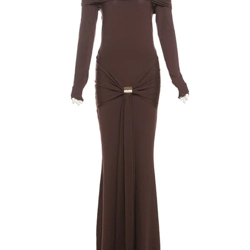 Load image into Gallery viewer, Off-shoulder Long Sleeve Sexy Maxi Dress For Women Fashion Strapless Backless Draped Bodycon Club Party Long Dress
