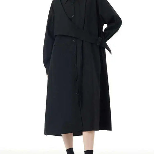 Load image into Gallery viewer, Women Purple Belted Big Size Irregular Midi Shirt Dress New Lapel Long Sleeve Fashion Tide Spring Autumn 2025 1DH5164
