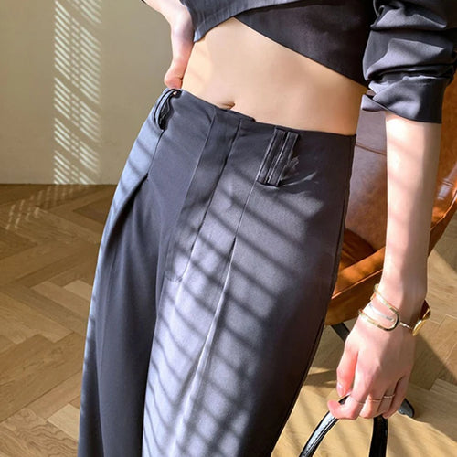 Load image into Gallery viewer, Minimalist Patchwork Button Trousers For Women High Waist Loose Wide Leg Pants Female Fashion Style Clothing
