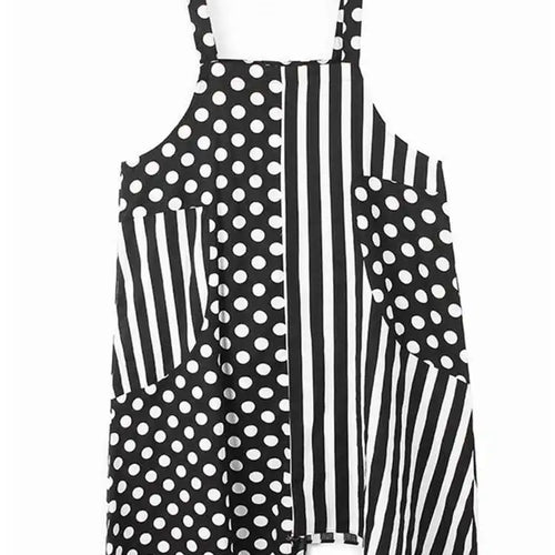 Load image into Gallery viewer, Women Black Dot Printed Big Size Pocket Strap Dress New Square Collar Sleeveless Fashion Tide Spring Autumn 2025 1DH6187
