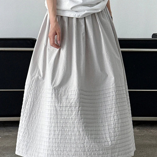 Load image into Gallery viewer, High Elastic Waist White Striped Pleated Midi A-line Half-body Skirt Women Fashion Tide New Spring Autumn 2025 1DJ1423
