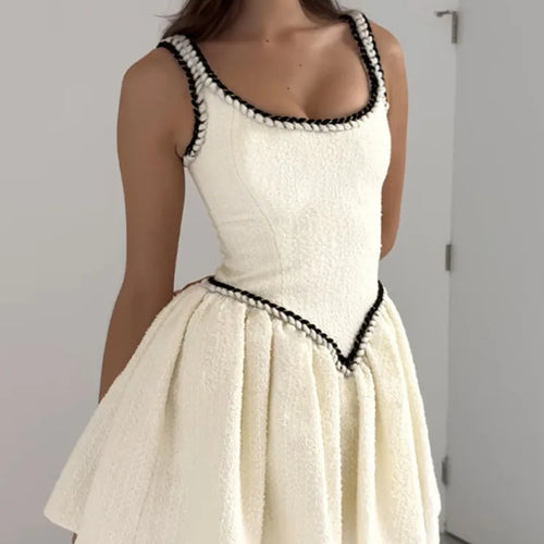 Load image into Gallery viewer, Sleeveless A-line Sexy Mini Dress For Women White Spaghetti Strap Sleeveless Backless Pleated Club Party Dress Clubwear

