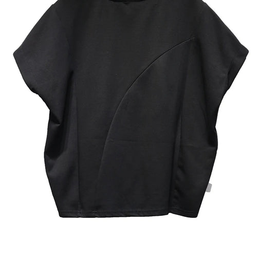 Load image into Gallery viewer, Women Black Irregular Hem Big Size Causal T-shirt New Round Neck Short Sleeve Fashion Tide Spring Summer 2025 1DJ1381
