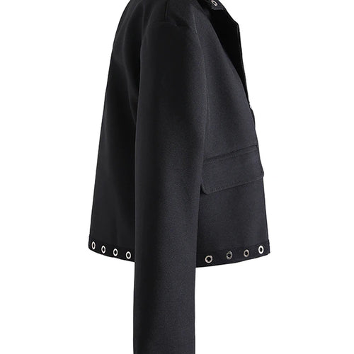 Load image into Gallery viewer, Women Black Hollow Out Big Size Elegant Blazer New Lapel Long Sleeve Jacket Fashion Tide Spring Autumn 2025 CPG1211
