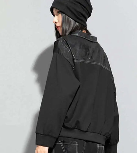 Women Apricot Pattern Printed Big Size Casual T-shirt New Lapel Long Sleeve Fashion Tide Spring Autumn 2025 1DF1316