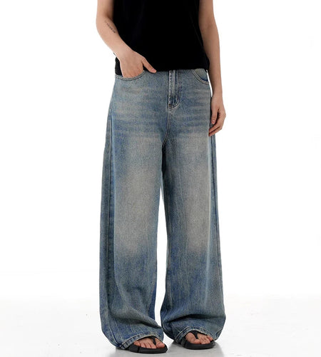 Men's Jeans New High Street American Style Bamboo Pattern Distressed Washed Denim Pants Loose Wide Leg Casual 9W1733