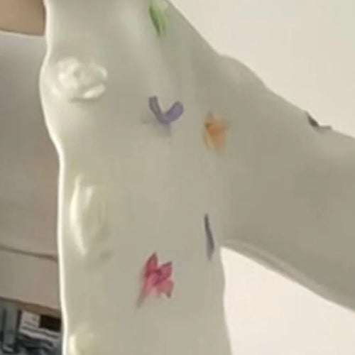 Load image into Gallery viewer, 3D Flower Y2k Aesthetic Knitted Grunge Cardigan 2025 Autumn Oversize Loose Contrast Women Sweater Bow Harajuku Cardigans Femme
