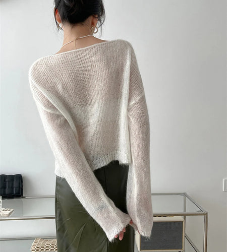Thin Beige Big Size Knitting Sweater Round Neck Long Sleeve Women Pullovers New Fashion Tide Spring Summer 2025 1DF0250