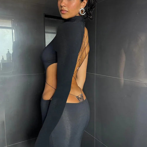 Load image into Gallery viewer, Sexy Long Sleeved Backless Bodycon Dress For Women Autumn 2024 New Sexy Slim Small High Neck Backless Butterfly Dress
