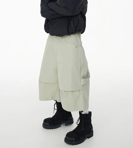 Pleated American Cargo Shorts Summer Knee Length Casual Pants Men Fashion Tide Summer  Vintage Solid Color 9C6627