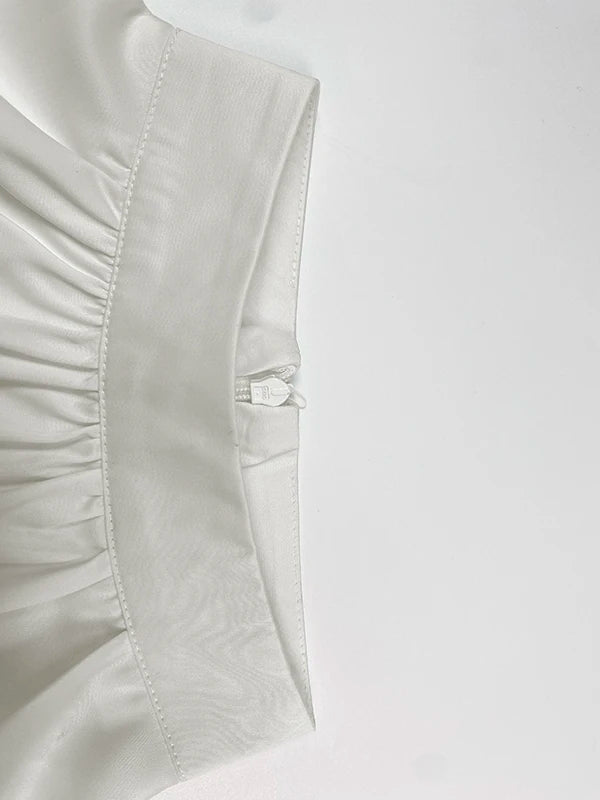 Summer Women Elegant Blouse Business Work Casual Half Ruffle Sleeves Layered White Woman Shirts Top Trendy