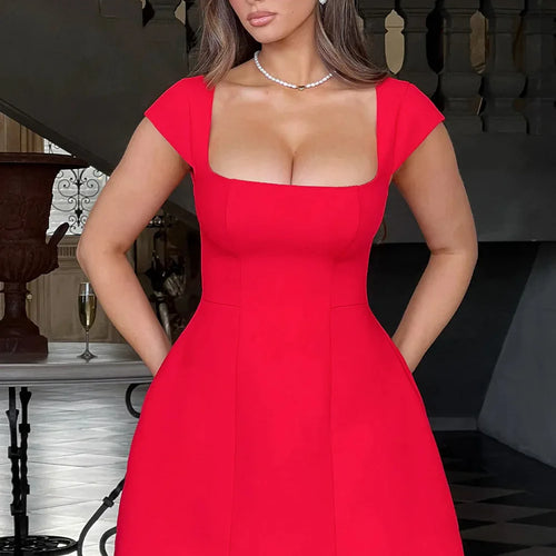 Load image into Gallery viewer, Elegant Sleeveless Square Collar Zipper Tight Skirt Sexy Bodycon Party Evening Dress Summer New 2024 Female Slim Vestido
