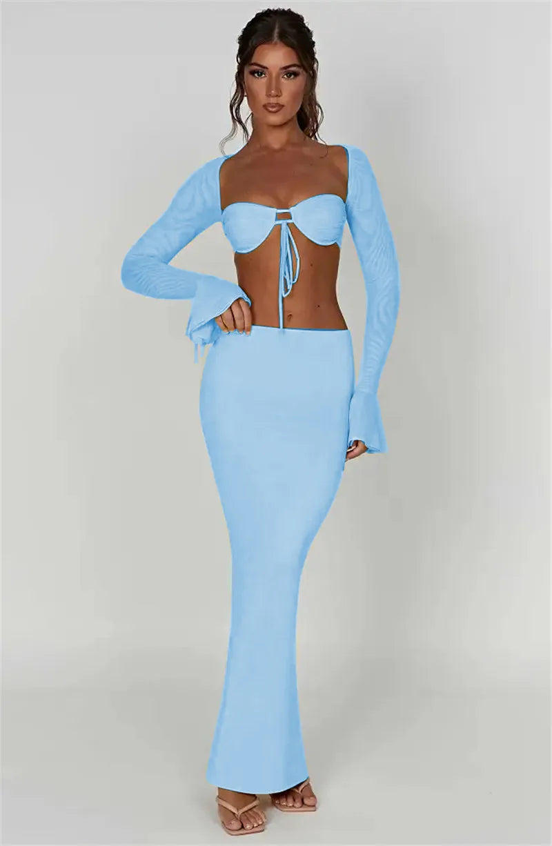 Thickened Fabric Sexy Maxi Skirt Women 2023 Autumn Winter New Solid High Waist Skinny Club Party Long Skirt Elegant