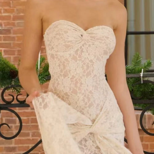 Load image into Gallery viewer, Solid Spliced Lace Up Slimming Dresses For Women Strapless Sleeveless High Wist Temperament Long Dress Female New
