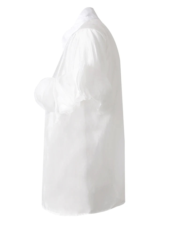 Women Black Dot Patch Shaped Big Size Elegant Blouse New Lapel Short Sleeve Shirt Fashion Tide Spring Summer 2025 CPG3229