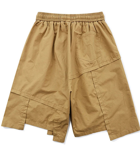 Men's Cargo Shorts New American High Street Style Irregular Design Loose Summer Elastic Waist Patchwork Male Bottoms 9W1765