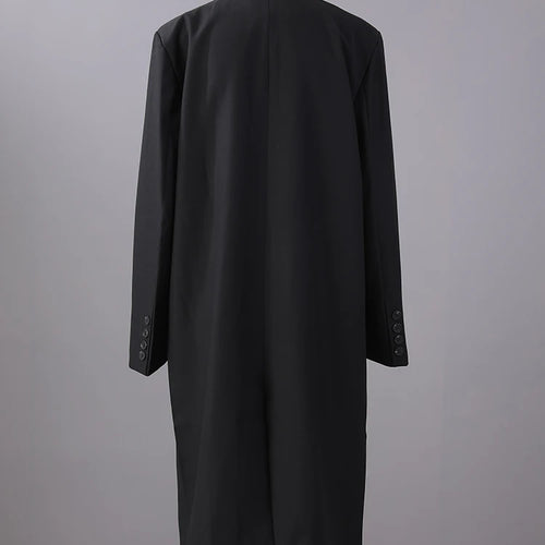 Load image into Gallery viewer, Women Black Double Breasted Big Size Long Blazer New Lapel Long Sleeve Jacket Fashion Tide Spring Autumn 2025 2R6701
