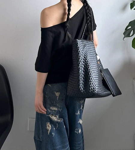 Women Black Plain Color Big Size Casual T-shirt New Skew Collar Short Sleeve Fashion Tide Spring Summer2025 1DJ1588