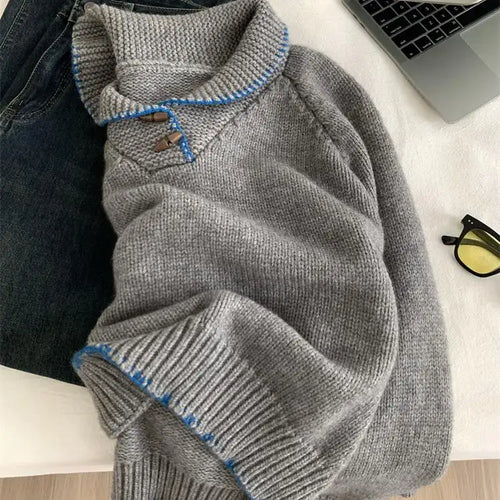 Load image into Gallery viewer, Korean Fashion 2024 New Solid Versatile Short Crochet Knitted Sweater Women Autumn Winter Long Sleeve Pullover Tops Streetwear
