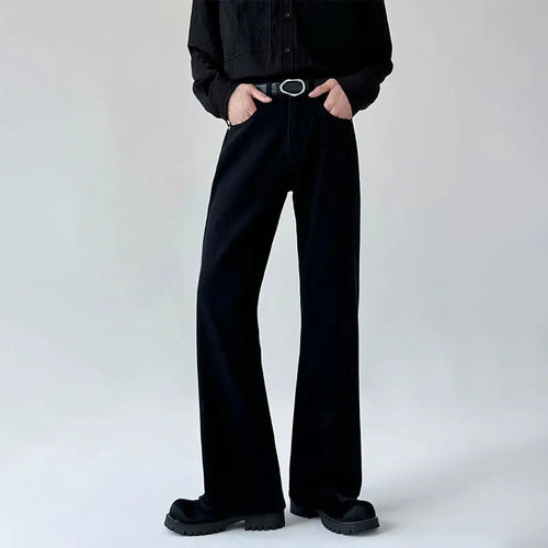 Load image into Gallery viewer, Men's Jeans New American High Street Cleanfit Solid Color Casual Trendy Denim Pants Straight Leg Flared Trousers 9W1429
